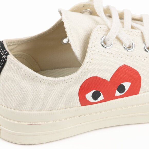 Converse x CDG Play Chuck Taylor Low White Red Heart M 6 W 8 - Picture 9 of 12